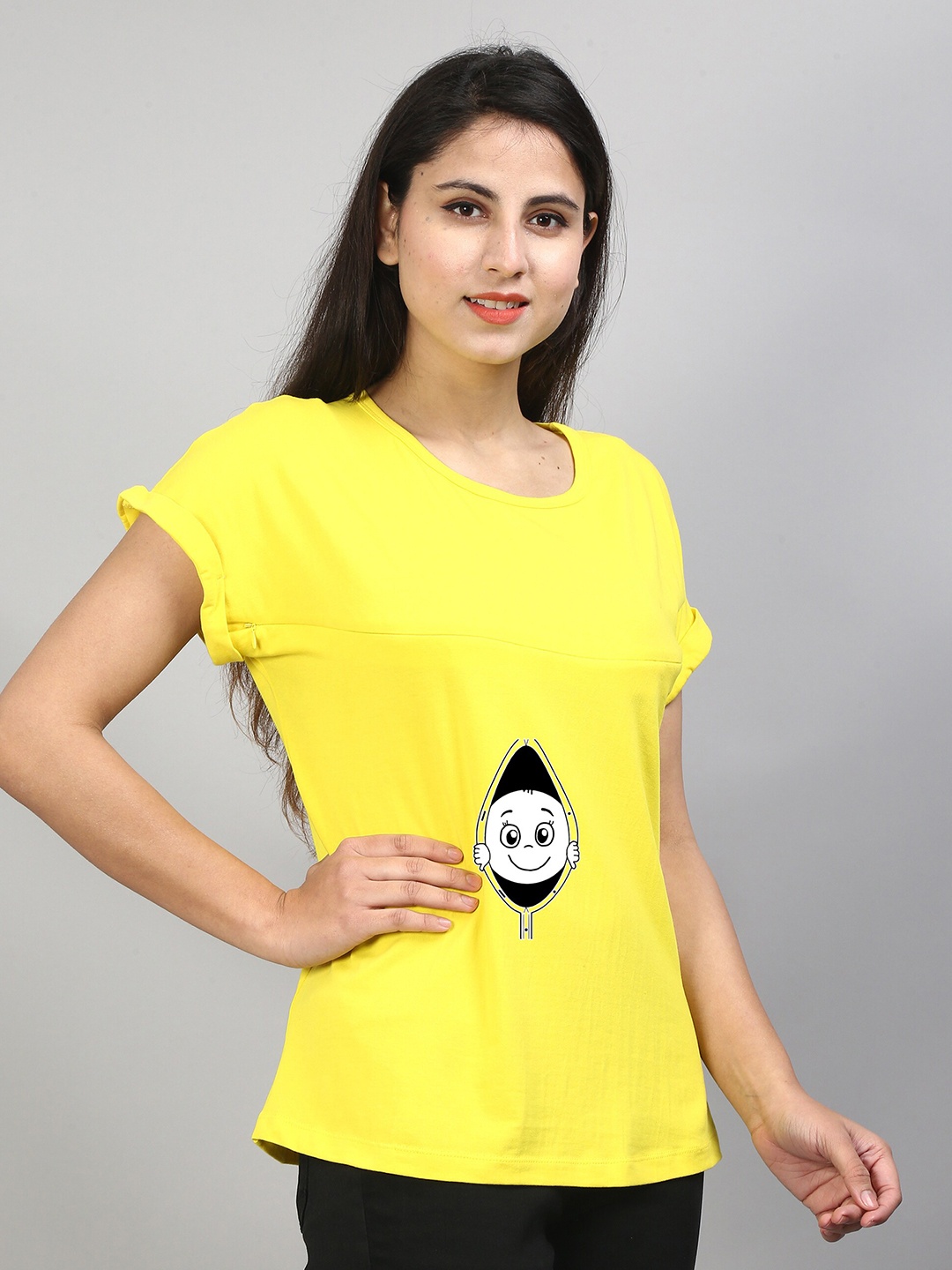 

SillyBoom Graphic Printed Extended Sleeves Cotton Feeding T-shirt, Yellow