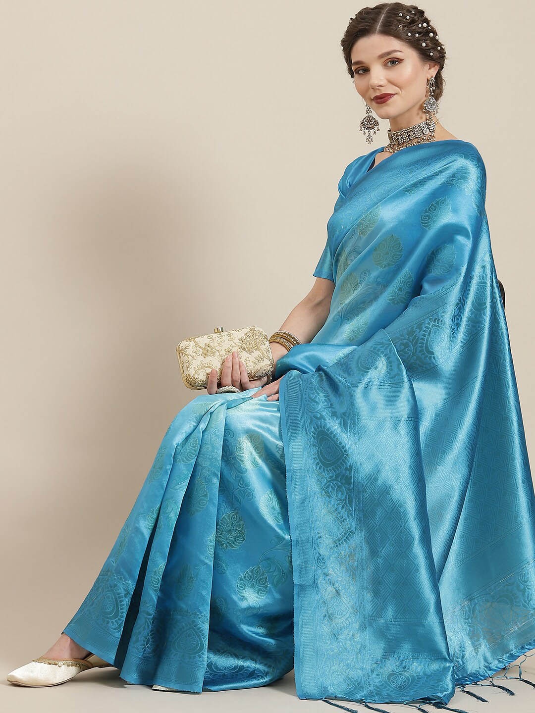 

AKS Woven Design Zari Banarasi Saree, Blue
