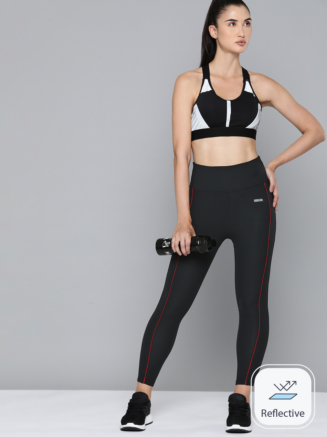 

Slazenger Striped Rapid-Dry Reflective Sports Tights, Black
