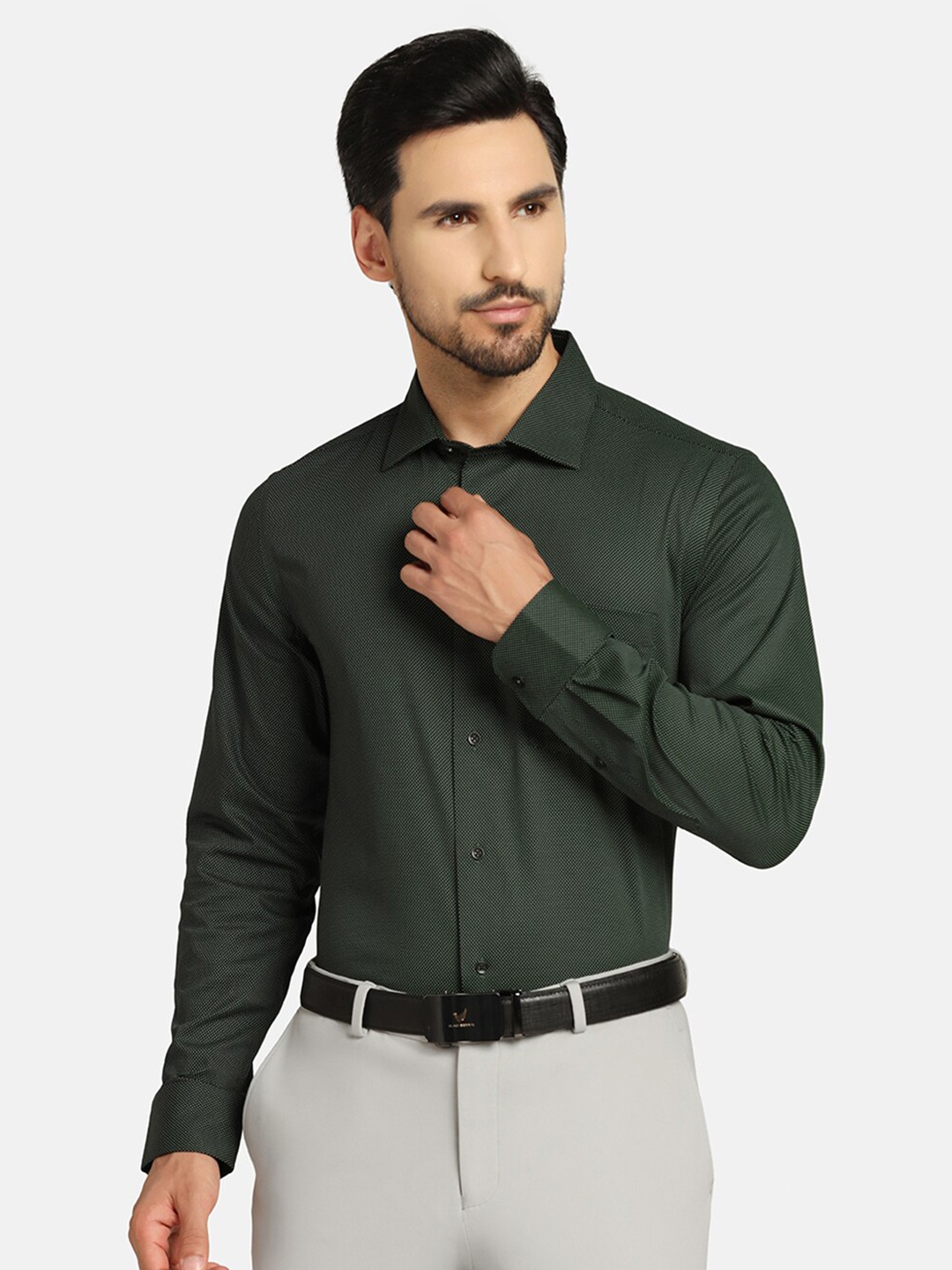 

Blackberrys TechPro Men Green Printed Formal Shirts