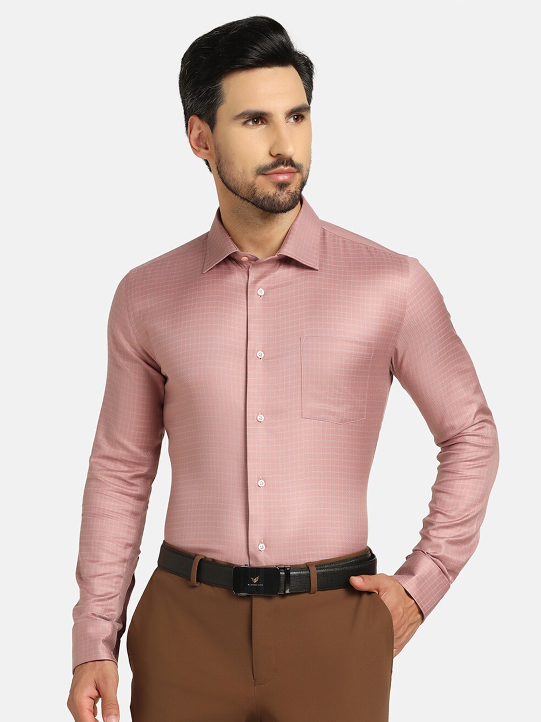 Blackberrys Men India Slim Fit Temp Tech Formal Shirt, Pink