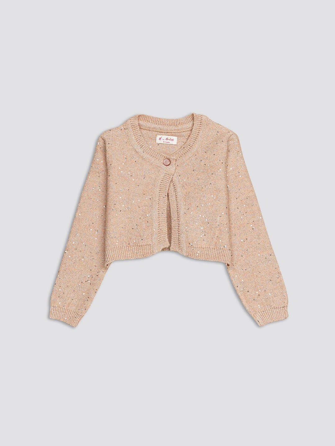 H By Hamleys Girls Self Design Open Front Shrug, Pink