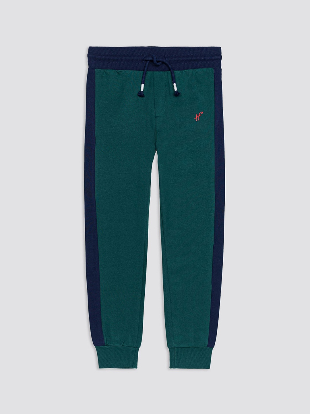 

H By Hamleys Boys Mid-Rise Pure Cotton Joggers, Green