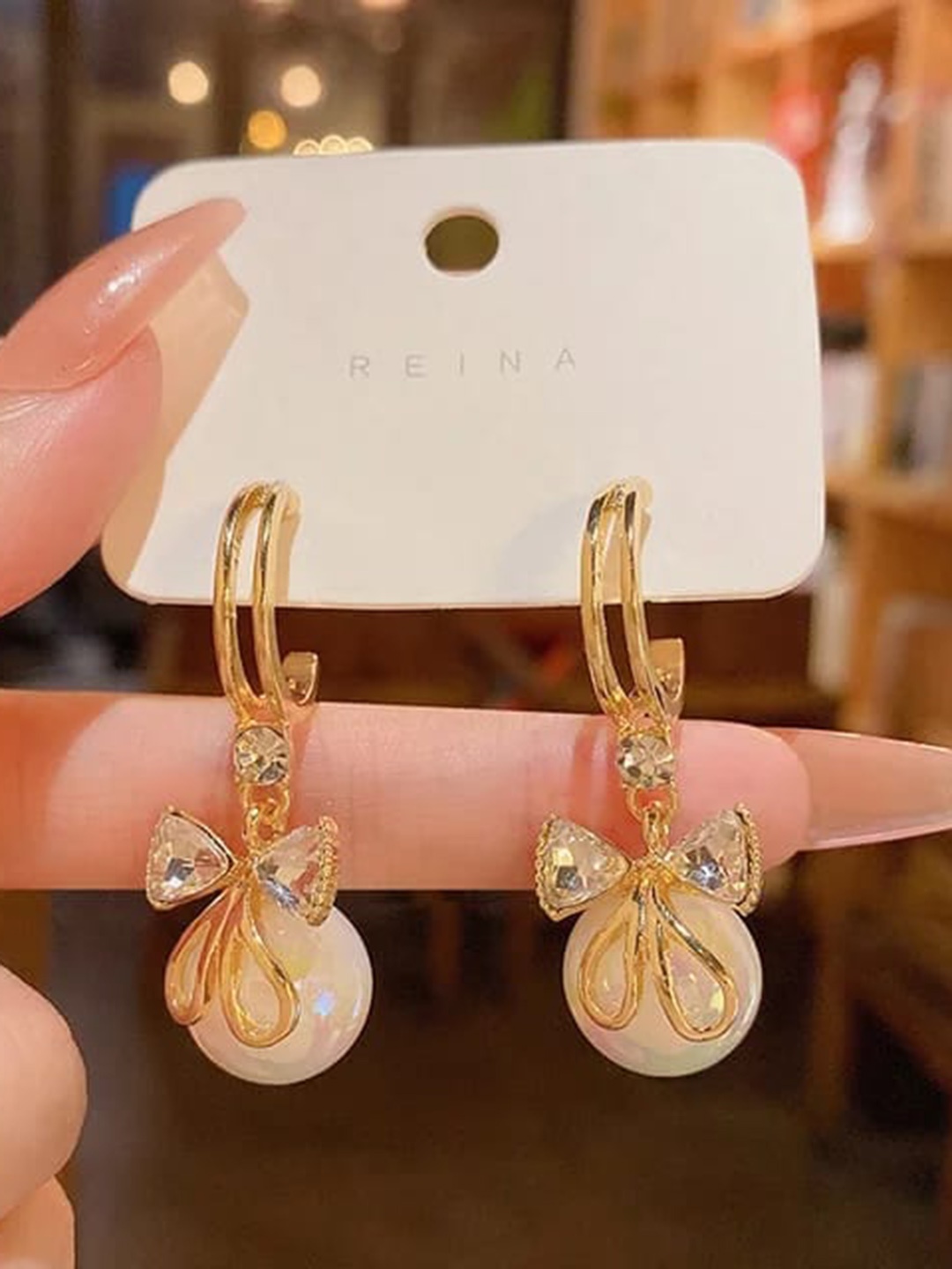 

KRYSTALZ Gold-Plated Circular Drop Earrings
