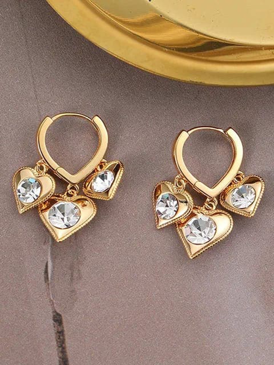 

KRYSTALZ Gold-Plated Teardrop Shaped Studs Earrings