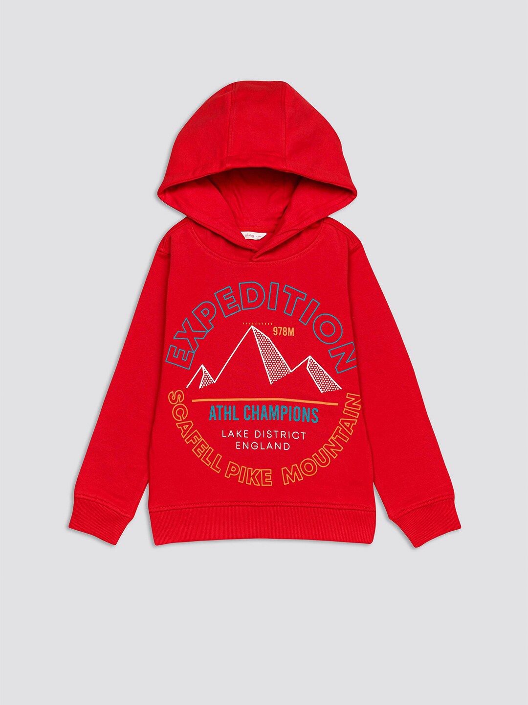 

H By Hamleys Boys Typography Printed Hooded Pullover, Red
