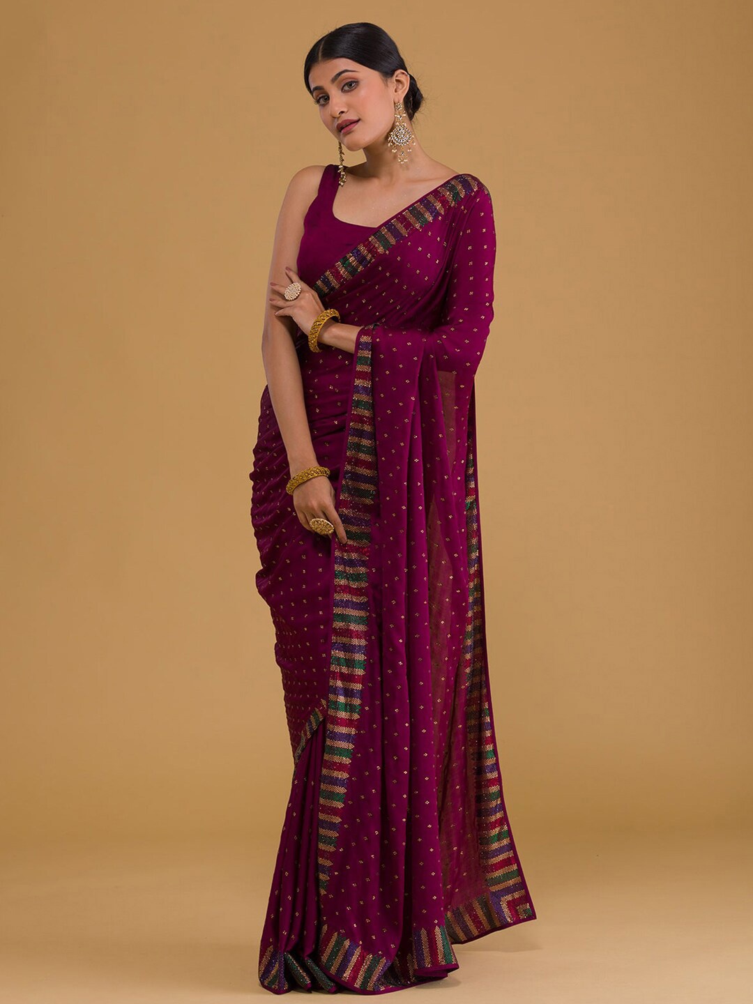 

Anouk Embellished Stone Work Saree, Purple