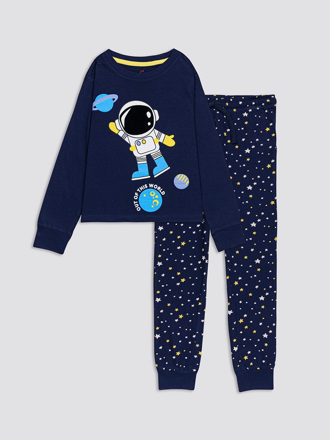 

H By Hamleys Boys Printed Pure Cotton T-Shirt & Pyjamas, Navy blue