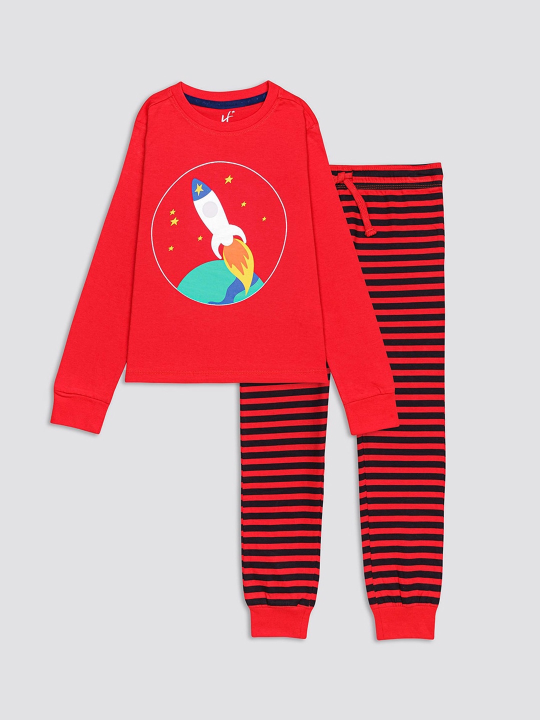 

H By Hamleys Boys Printed Pure Cotton T-Shirt & Pyjamas, Red