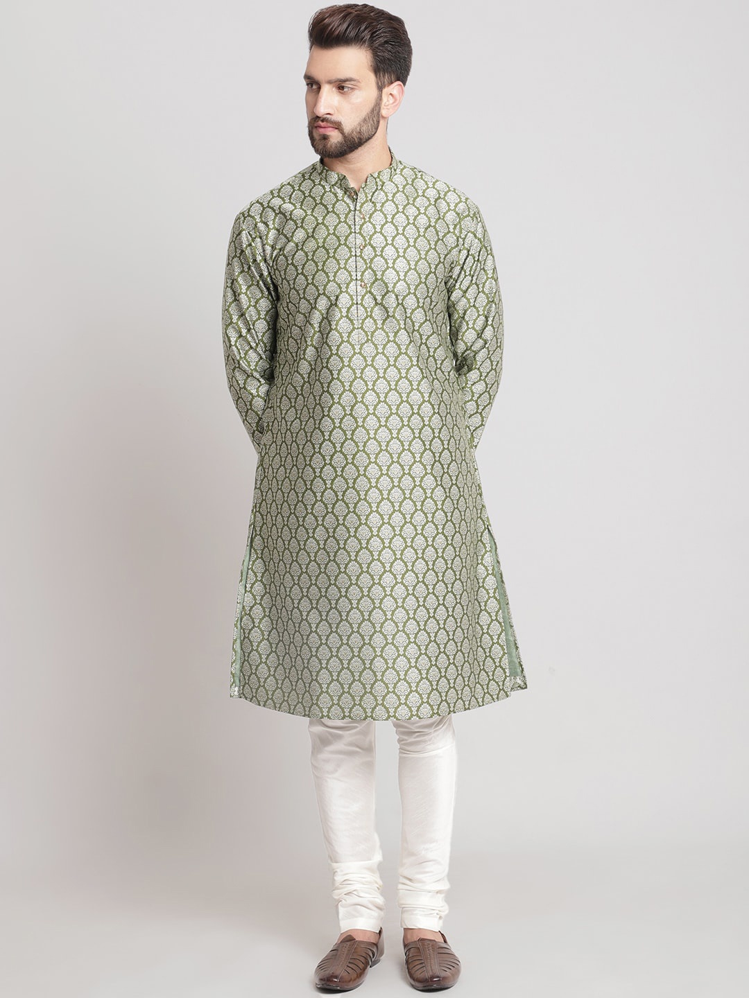 

TREEMODA Floral Printed Regular Kurta With Pyjamas, Green