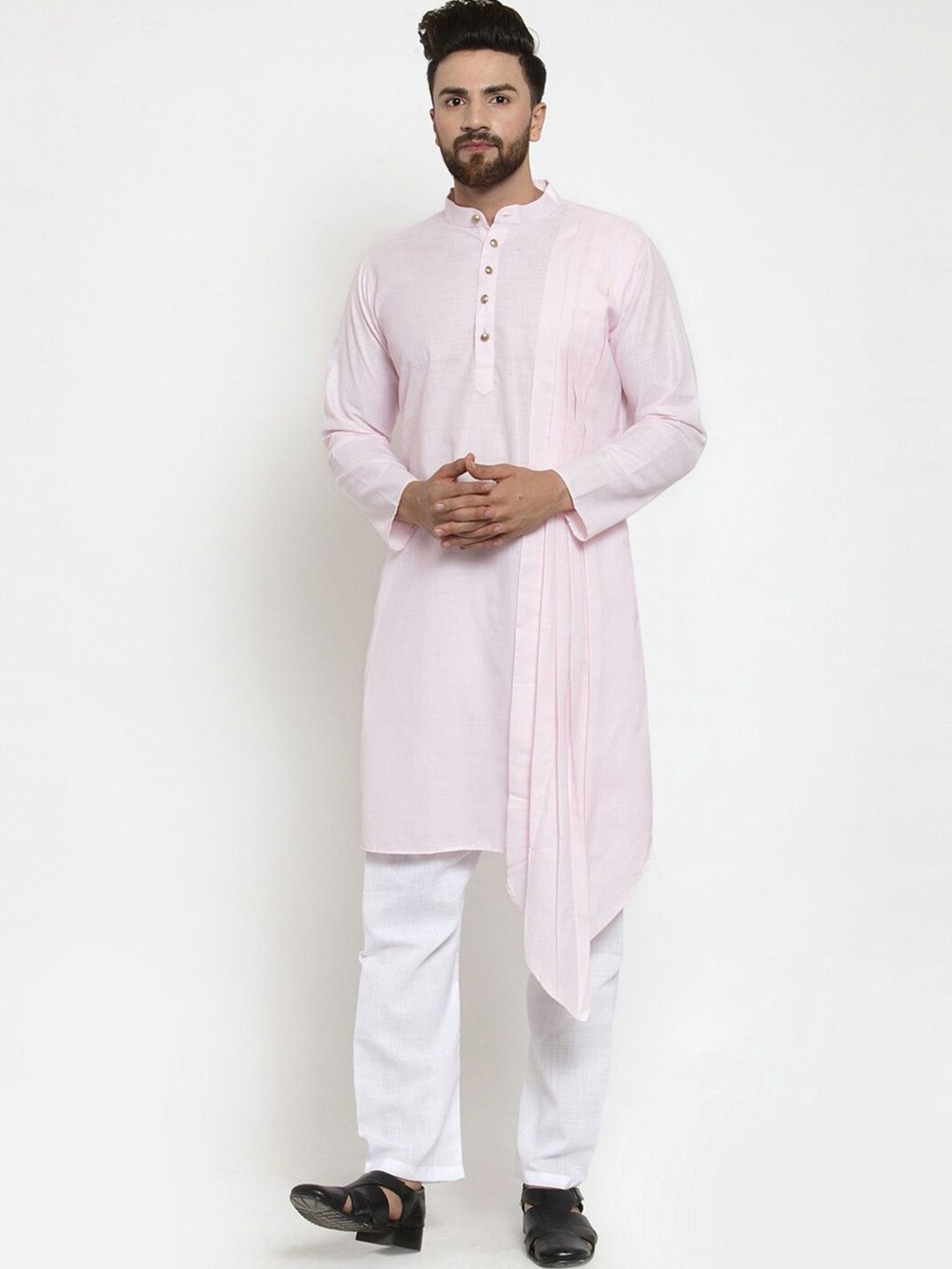 

TREEMODA Regular Linen Kurta With Pyjamas, Pink
