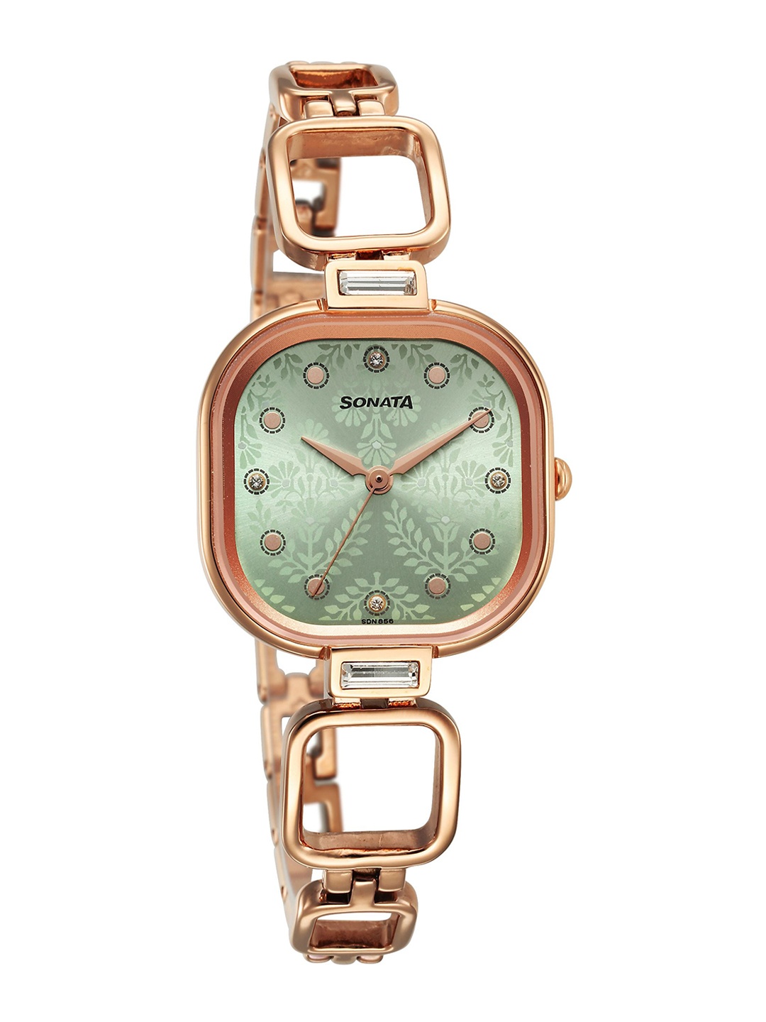 Sonata Women Brass Dial & Stainless Steel Bracelet Style Straps Analogue Watch 8186WM02, Rose gold