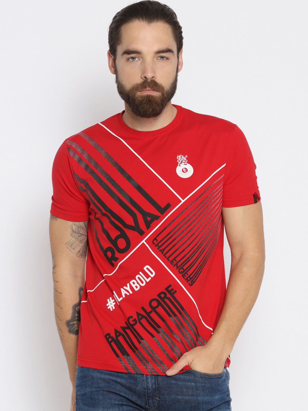 

Status Quo Men Red Printed RCB T-shirt