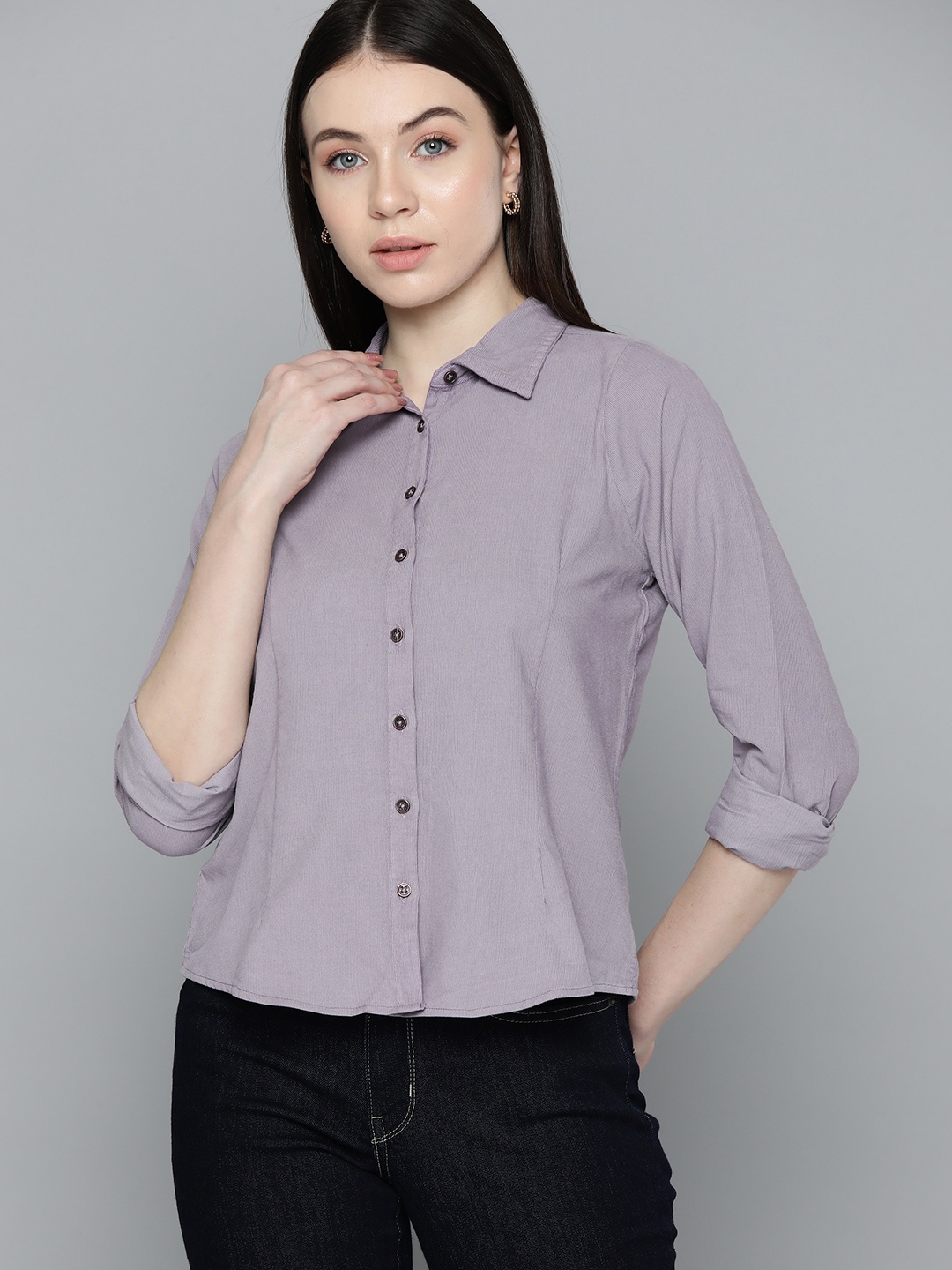 

Chemistry Casual Pure Cotton Corduroy Shirt, Lavender