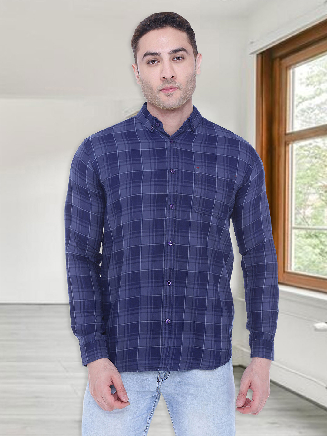 

Kuons Avenue Smart Slim Fit Opaque Checked Cotton Casual Shirt, Grey