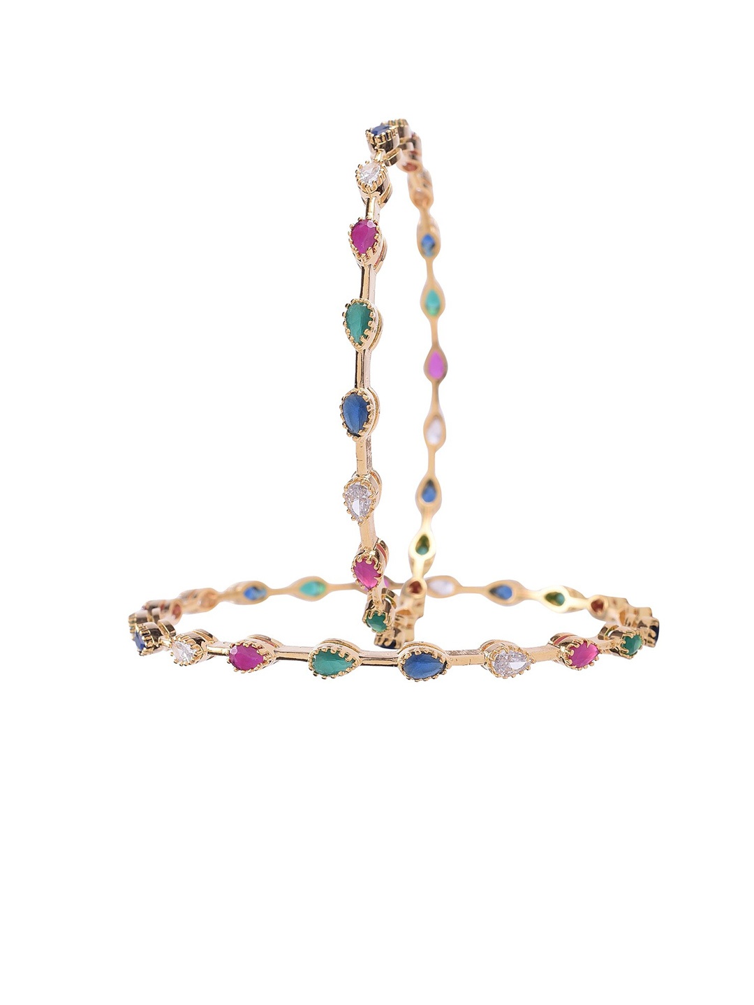 RATNAVALI JEWELS Set Of 2 Gold-Plated AD-Studded Bangles