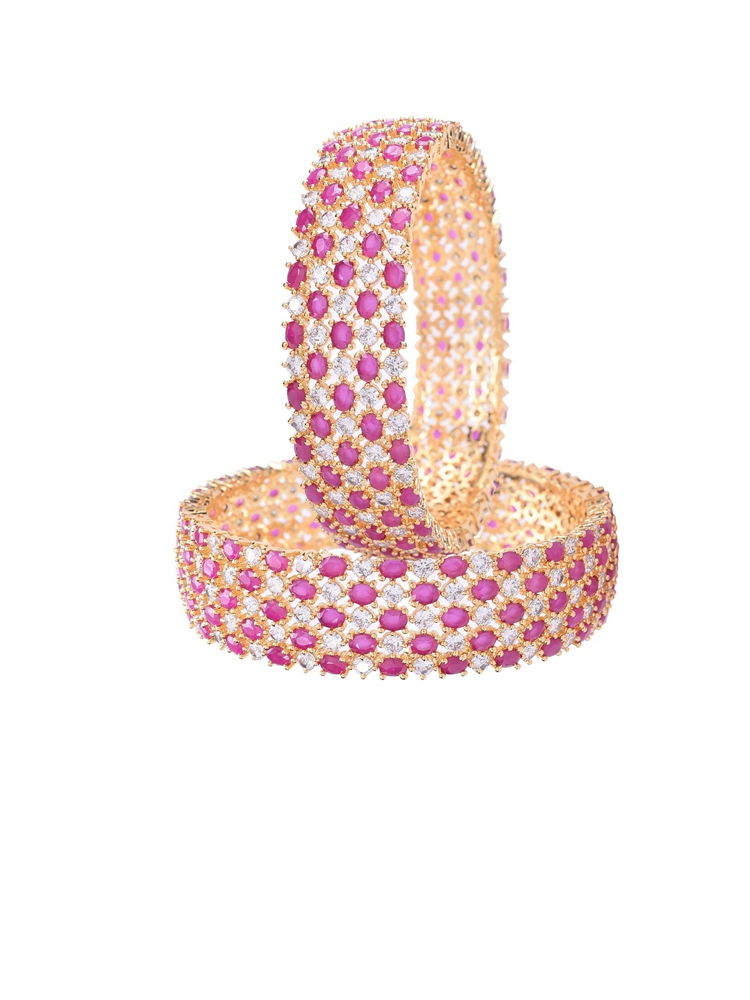 

RATNAVALI JEWELS Set Of 2 Gold-Plated AD-Studded Bangles
