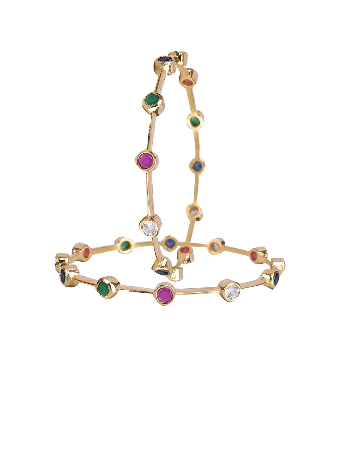 

RATNAVALI JEWELS Set Of 2 Gold-Plated AD-Studded Bangles