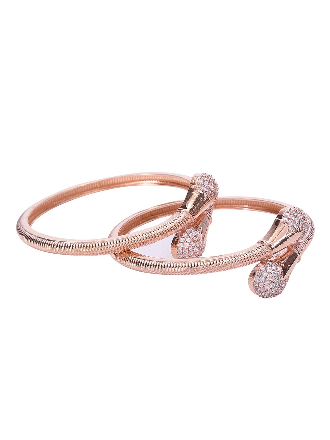 

RATNAVALI JEWELS Set Of 2 Rose Gold-Plated AD-Studded Bangles