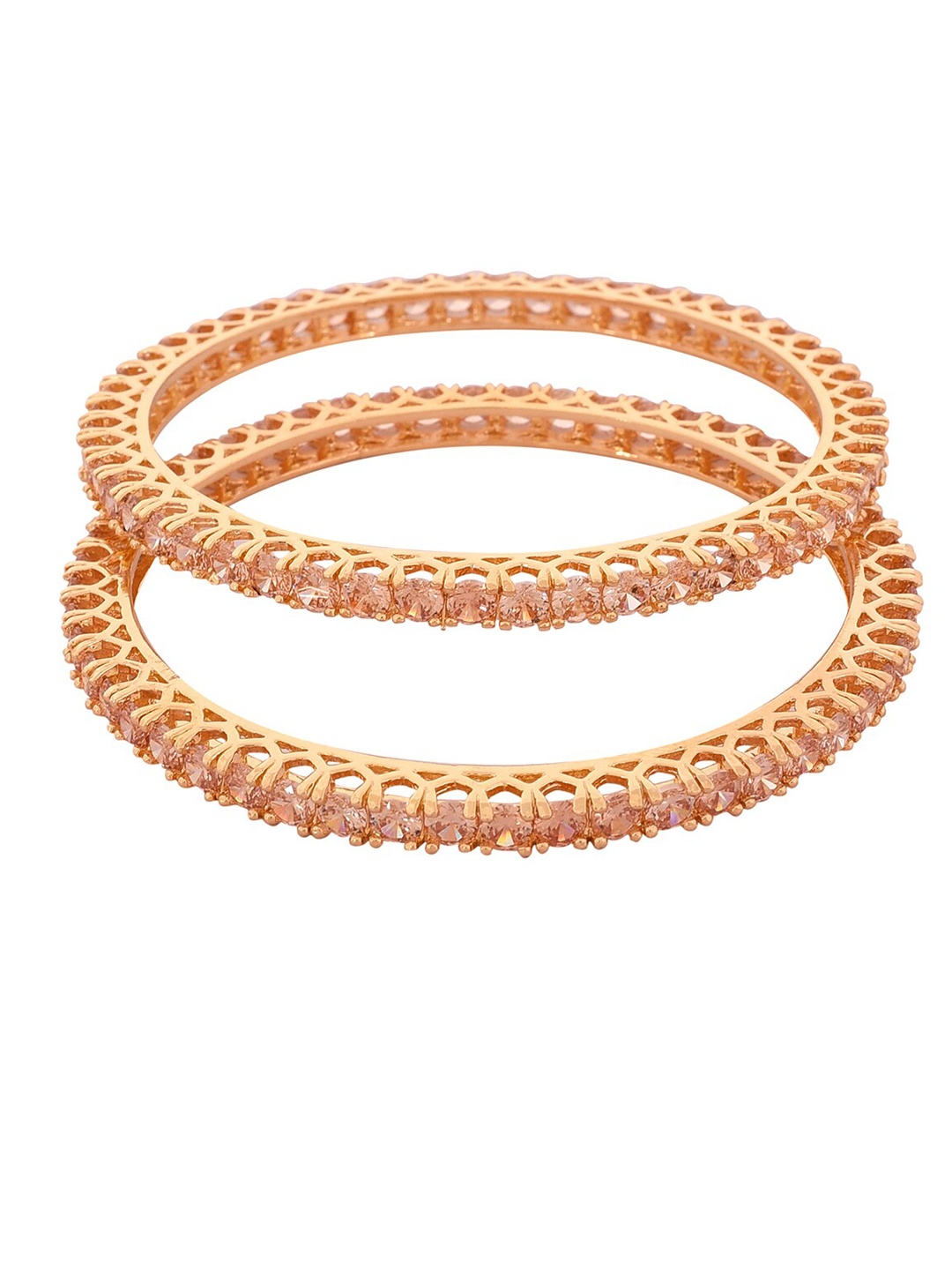 

RATNAVALI JEWELS Set Of 2 Gold-Plated AD-Studded Bangles