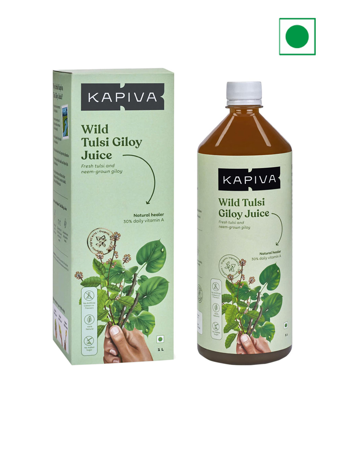 

Kapiva Wild Tulsi Giloy Juice for Immunity Boost - 1L, Green