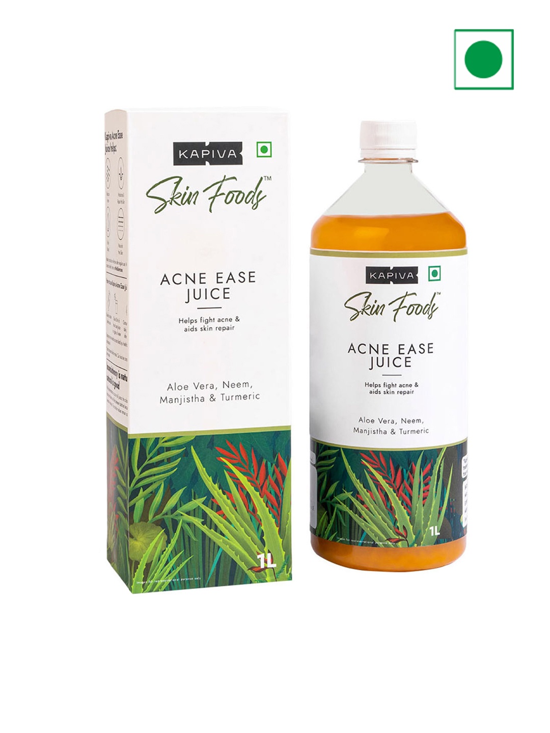 

Kapiva Skin Foods Acne Ease Juice with Aloe Vera to Help Fight Acne - 1L, Brown