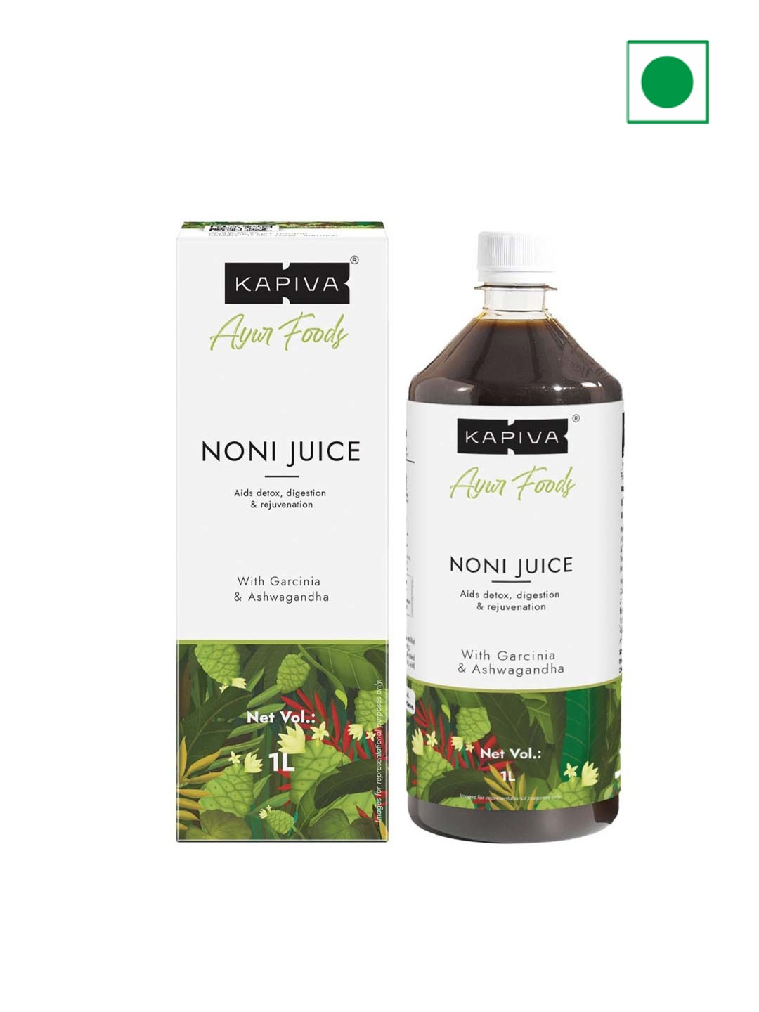 

Kapiva Noni Juice With Garcinia & Ashwagandha To Boost Energy & Immunity - 1L, Green