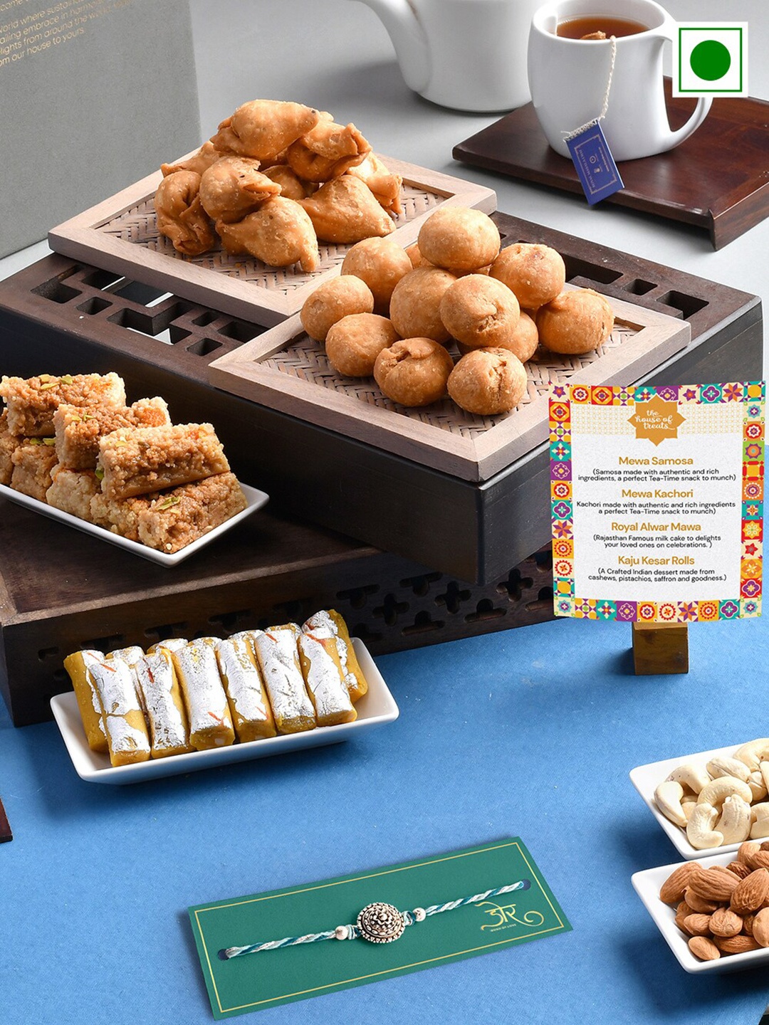 

RawFruit Rakhis With Sweets Gifts Set-800gms, Silver