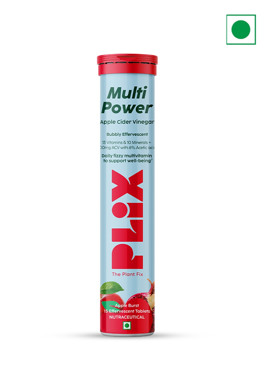 

PLIX THE PLANT FIX Apple Burst Multi Power Apple Cider Vinegar Tablets - 15 Tabs, Blue
