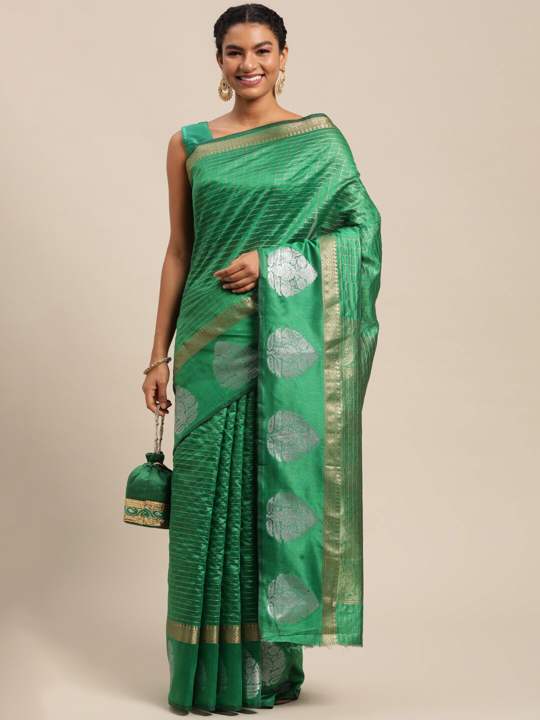 

Anaita Woven Design Zari Banarasi Saree, Green