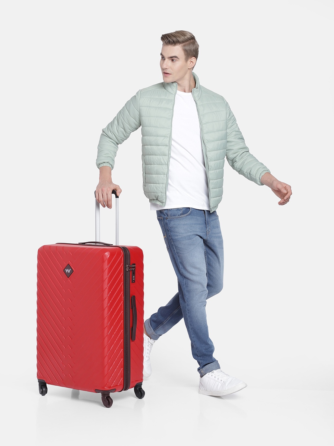 

Wildcraft Unisex Citron Textured Hard Shell Large-Sized Trolley Suitcase, Red