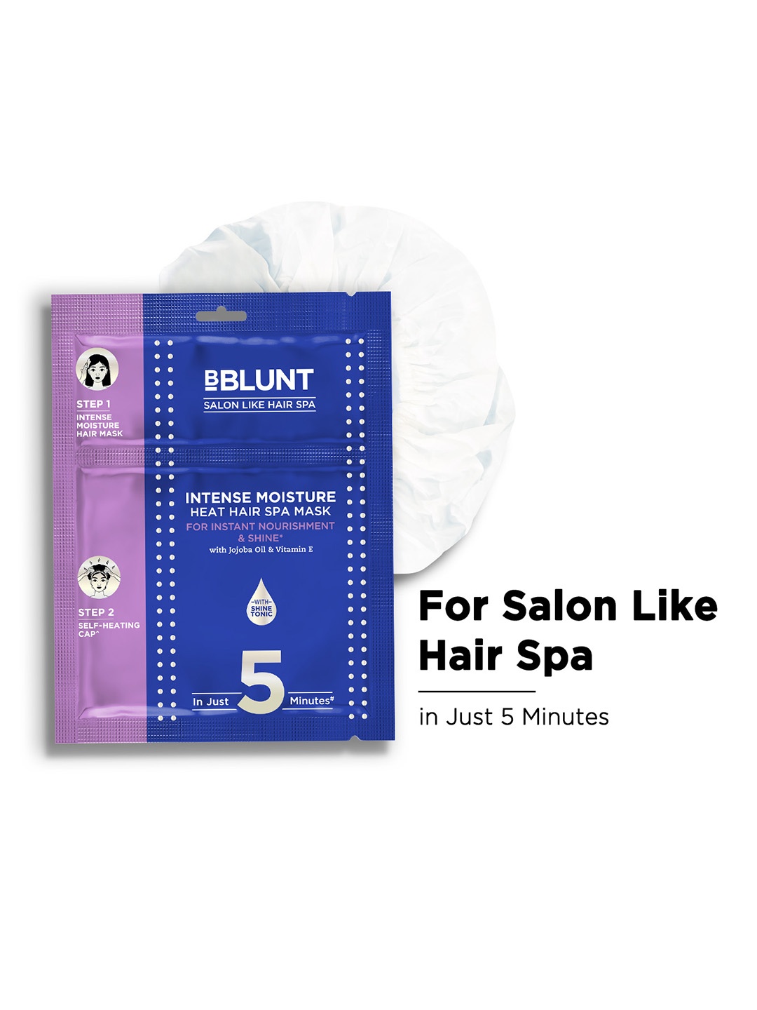 

BBLUNT Intense Moisture Heat Hair Spa Mask with Jojoba Oil & Vitamin E - 70 g, White