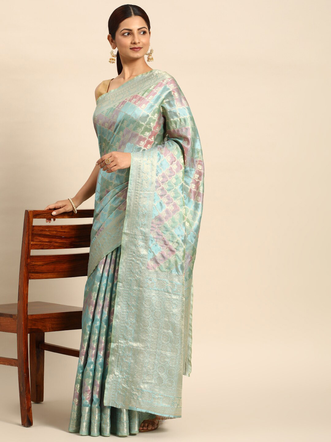 

Mitera Ethnic Motifs Woven Design Zari Saree, Blue