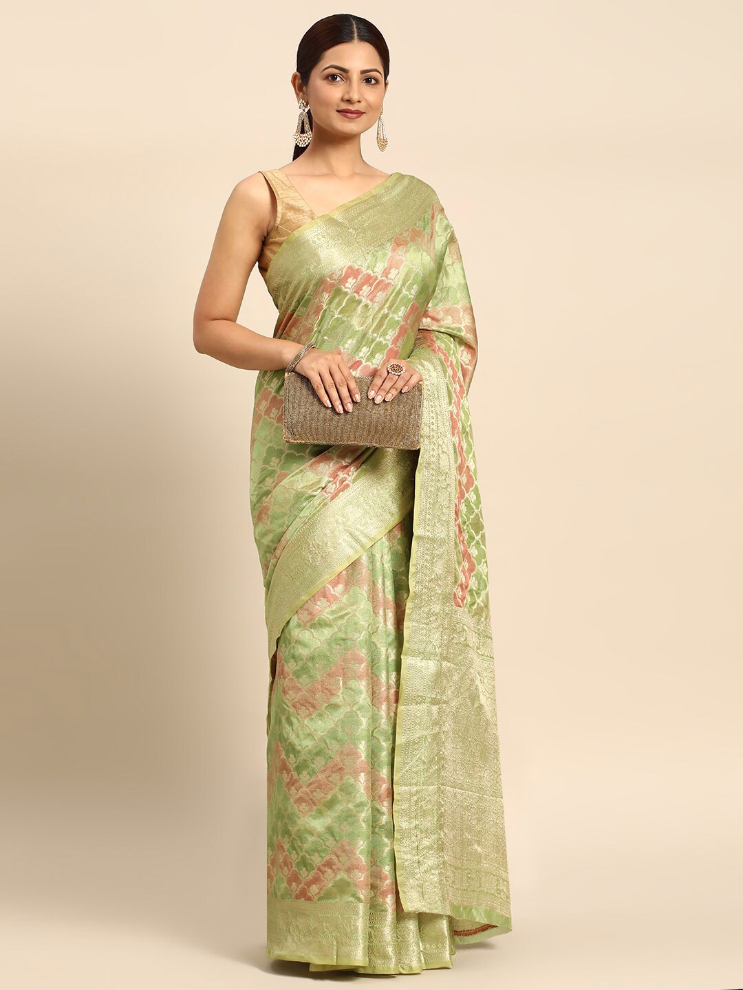 

Mitera Ethnic Motifs Woven Design Zari Saree, Green