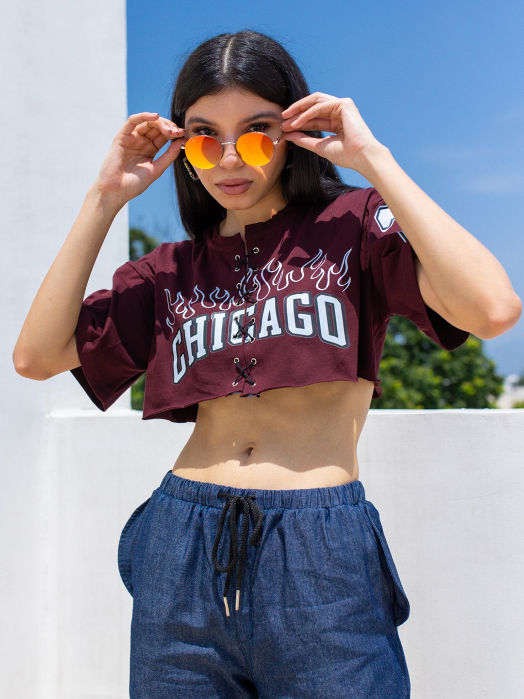 

Stylecast X Hersheinbox Printed Drop-Shoulder Sleeves Boxy T-shirt, Maroon