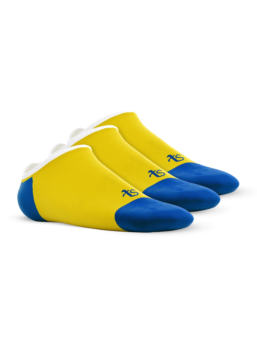 

TalkingSox Unisex Pack Of 3 Colourblocked Shoe Liner Socks, Yellow