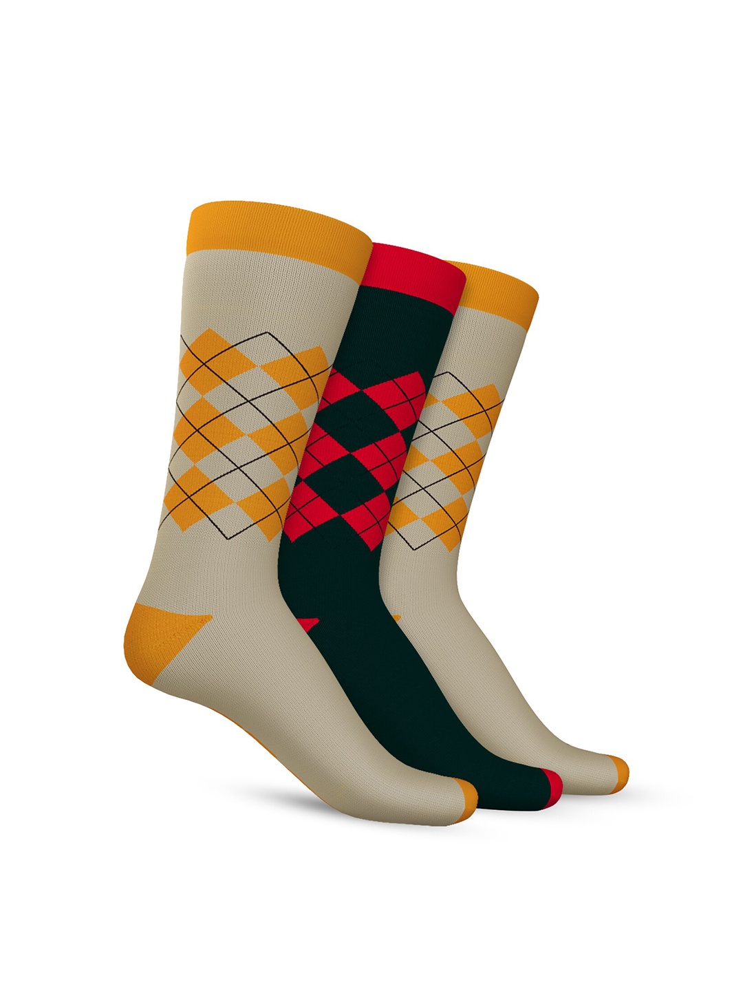 

TalkingSox Unisex Pack Of 3 Patterned Calf Length Socks, Orange