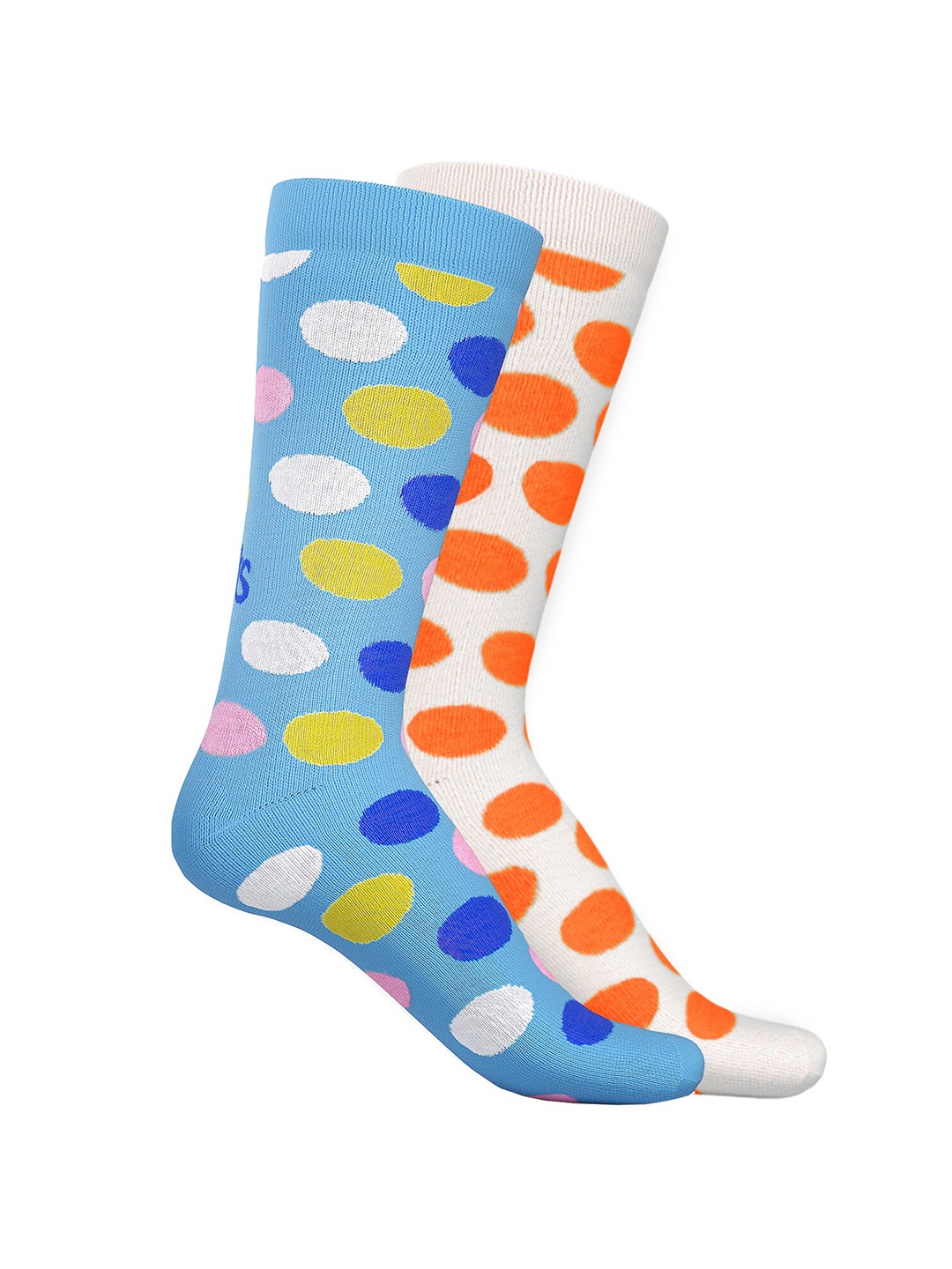 

TalkingSox Unisex Pack Of 2 Printed Calf Length Socks, Turquoise blue