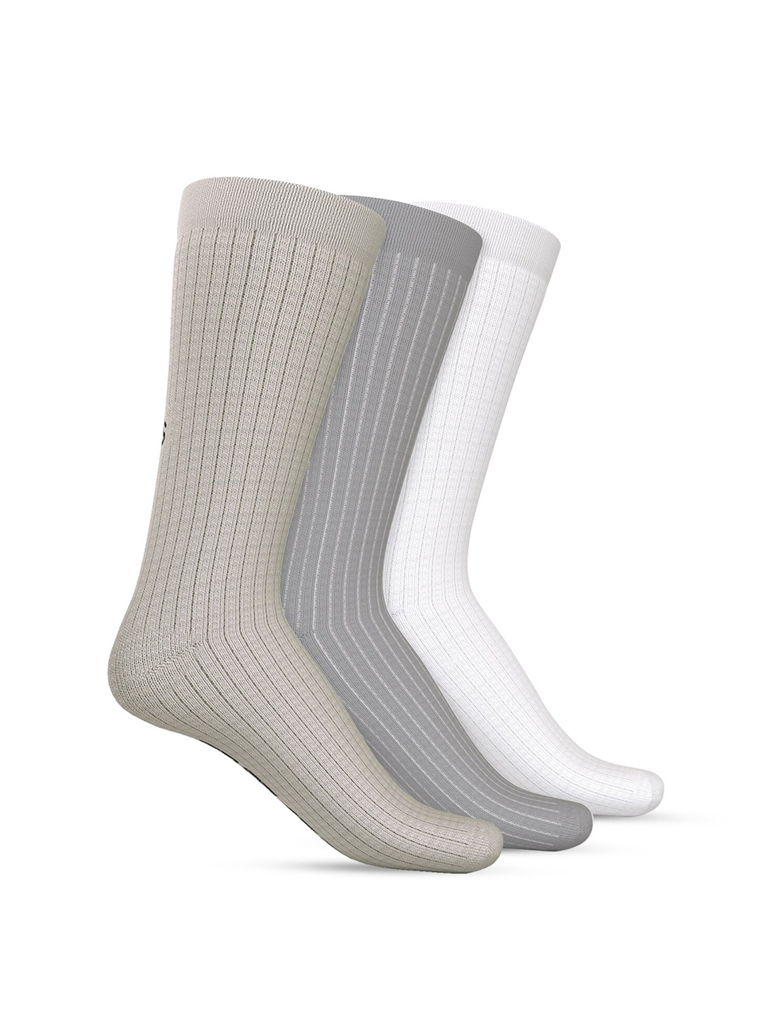 

TalkingSox Unisex Pack Of 3 Striped Calf Length Socks, Grey