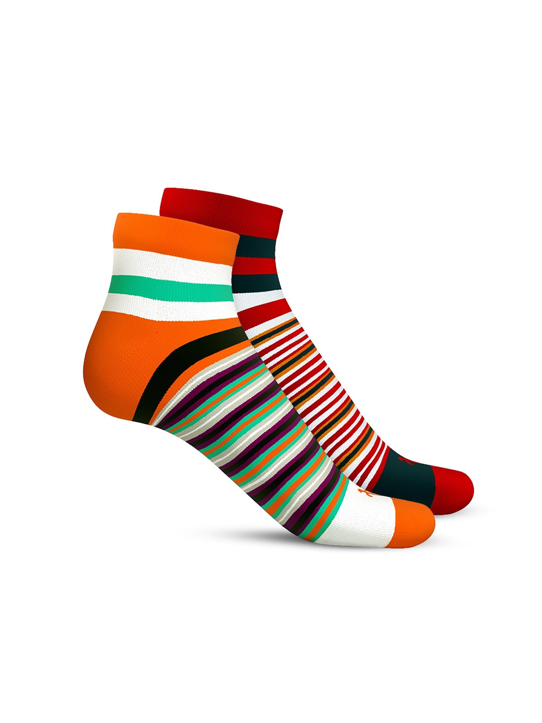 

TalkingSox Unisex Pack Of 2 Colourblocked Durable Moisture Wicking Ankle Length Socks, Orange