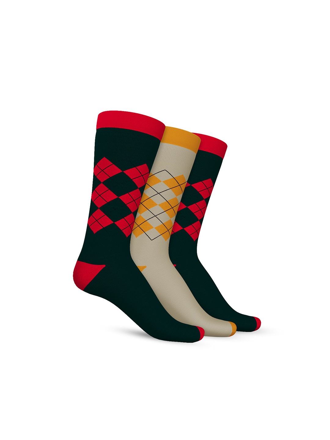 

TalkingSox Unisex Pack Of 3 Printed Calf Length Socks, Black