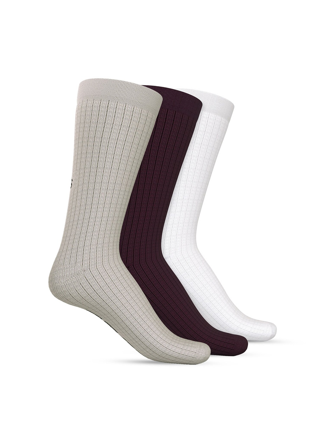 

TalkingSox Unisex Pack Of 3 Striped Calf Length Socks, Steel