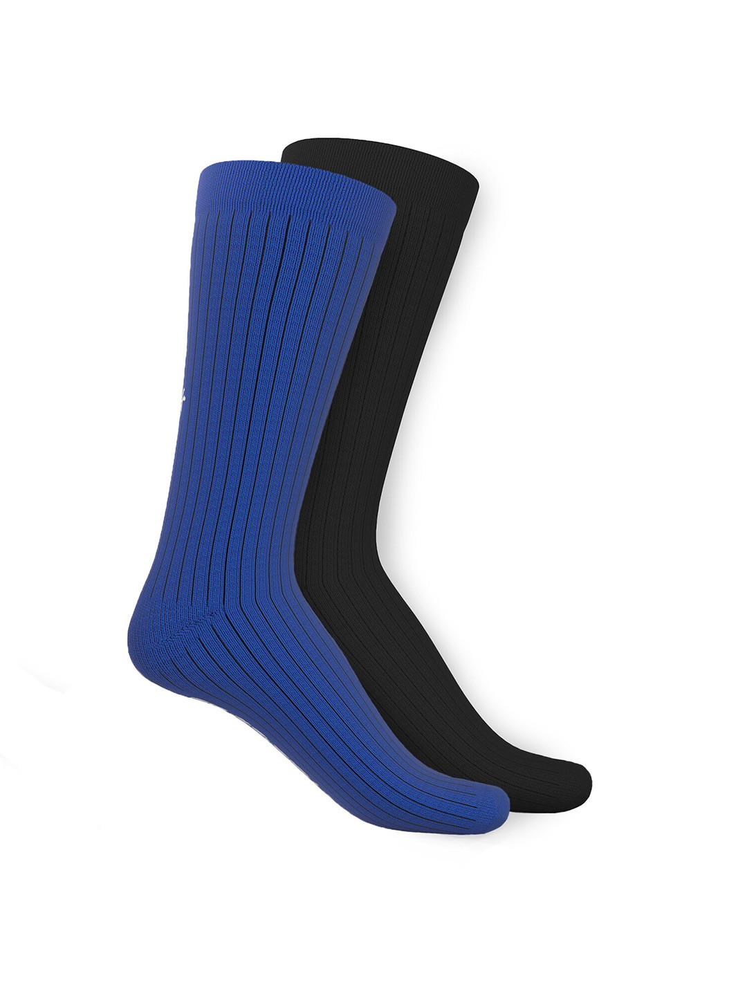 

TalkingSox Unisex Pack Of 2 Striped Durable Moisture Wicking Calf Length Socks, Blue