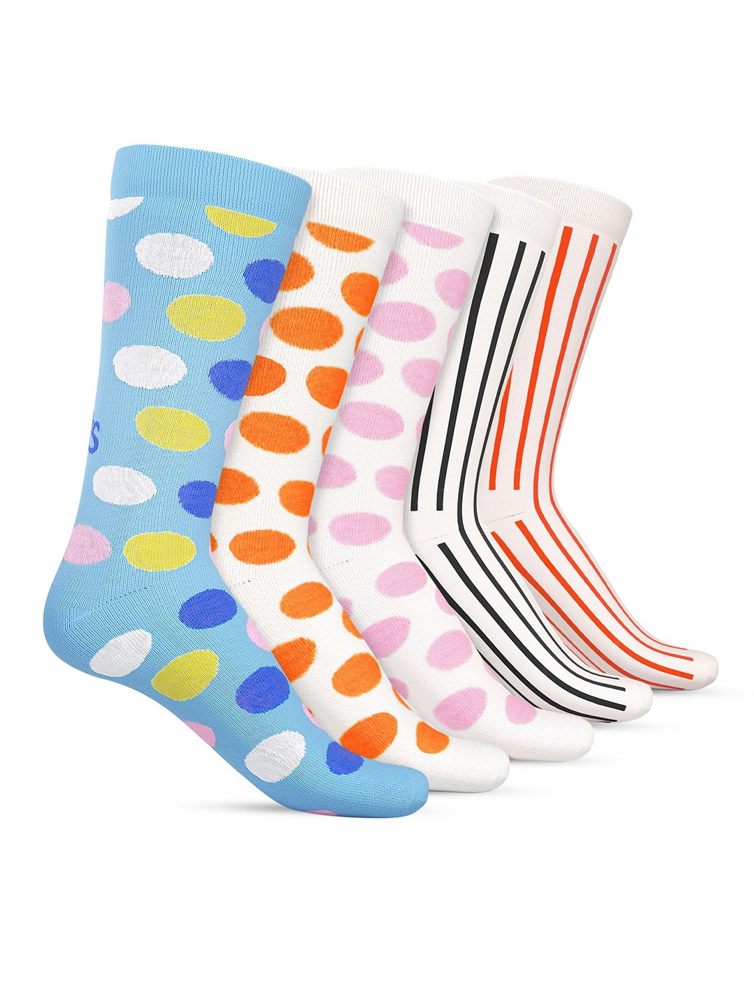 

TalkingSox Unisex Pack Of 5 Printed Calf Length Socks, Turquoise blue