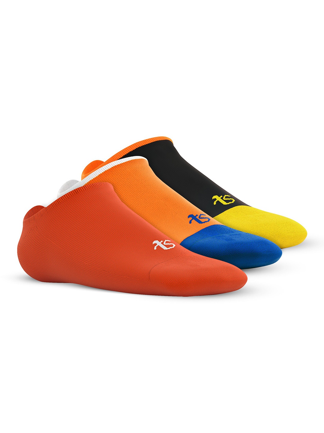 

TalkingSox Unisex Pack Of 3 Colourblocked Durable Moisture Wicking Shoe Liner Socks, Orange