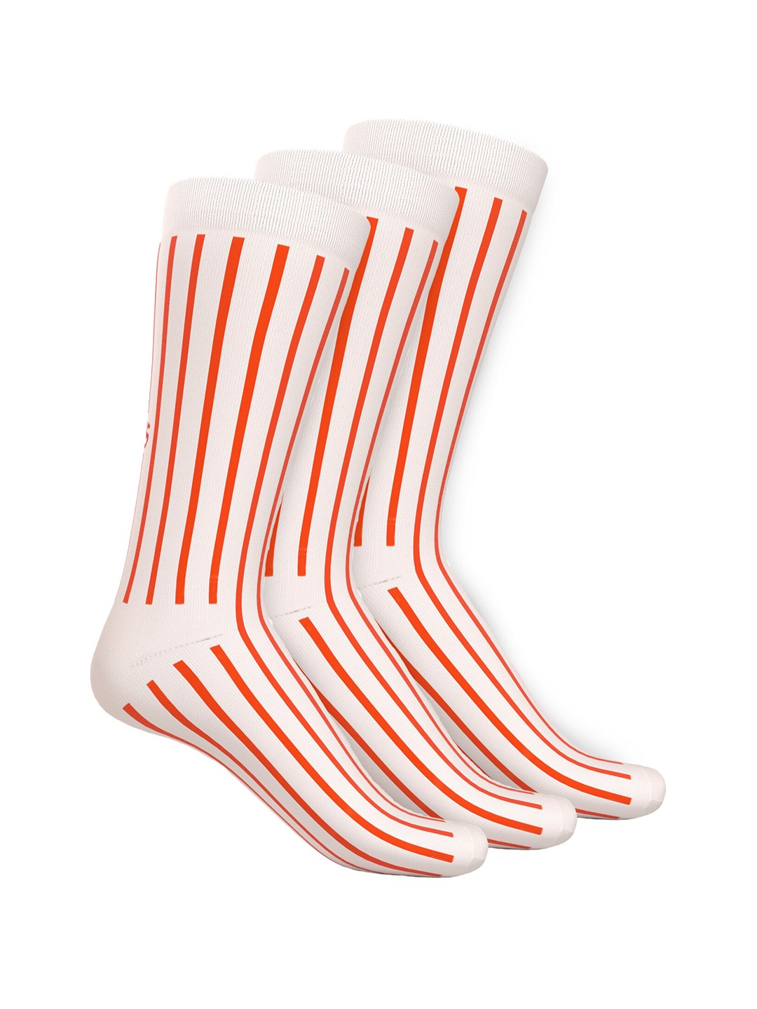 

TalkingSox Unisex Pack Of 3 Striped Durable Moisture Wicking Calf Length Socks, Orange