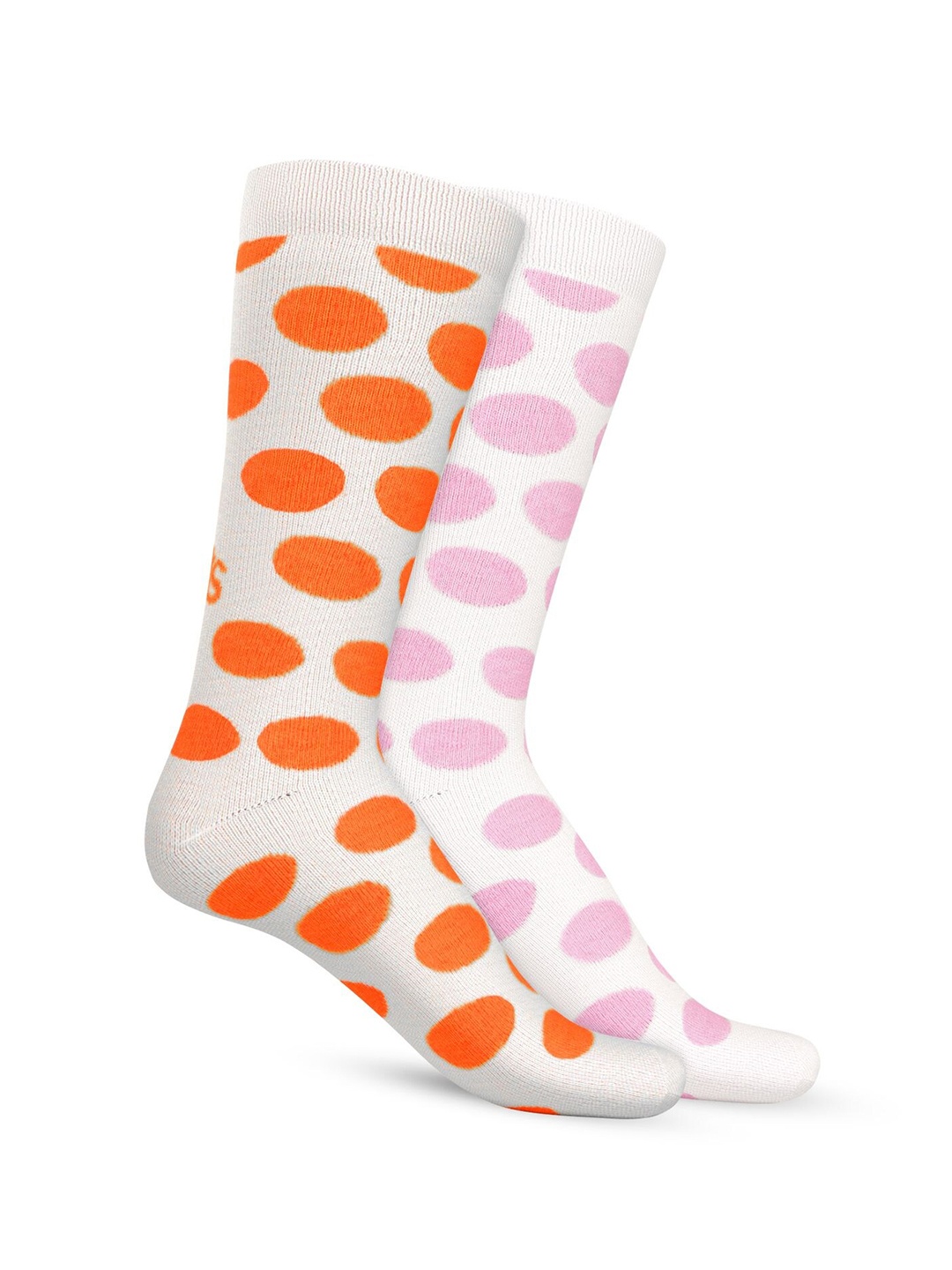 

TalkingSox Unisex Pack Of 2 Patterned Durable Moisture Wicking Calf Length Socks, Orange