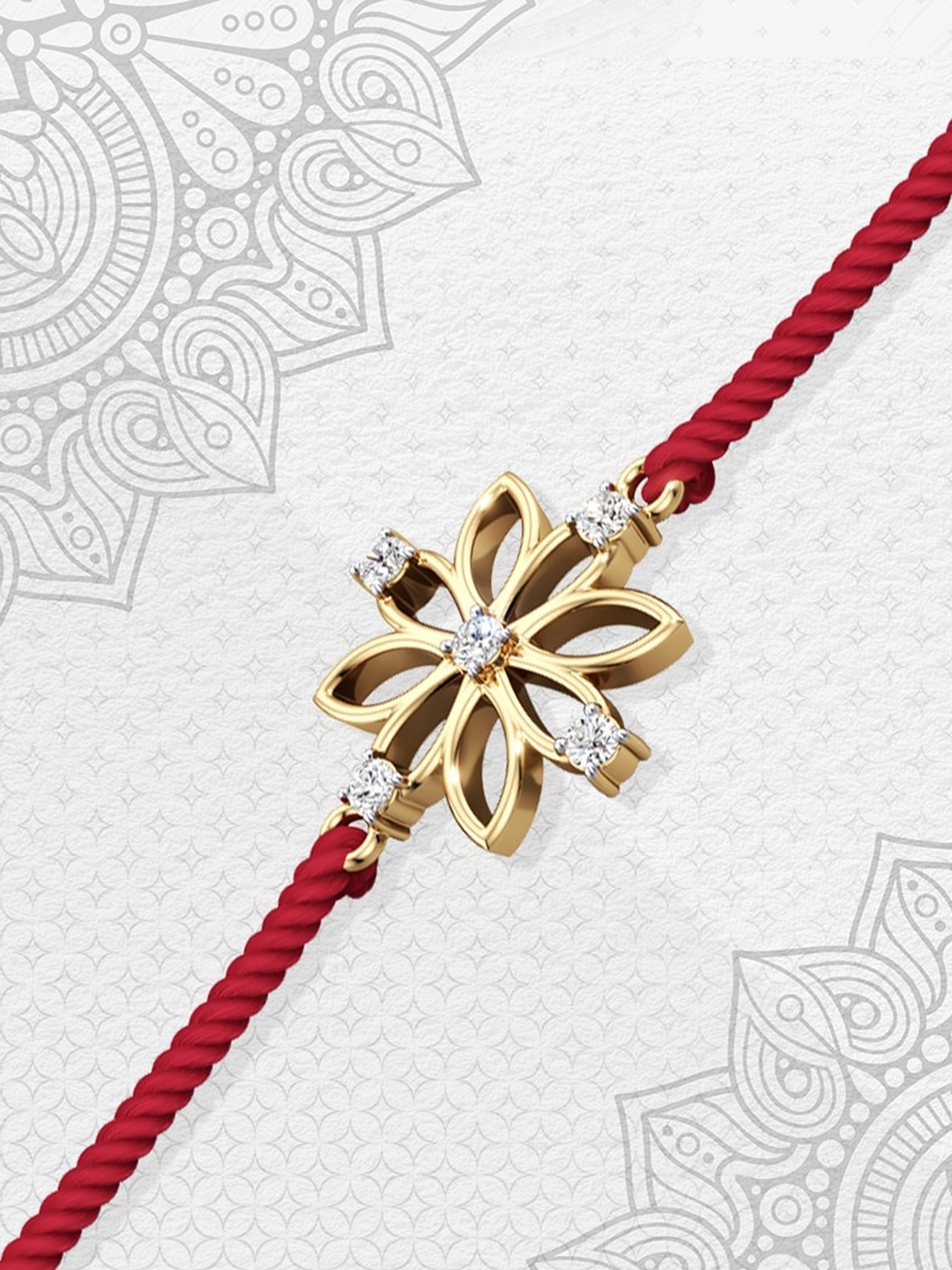

CRAYTON Radiant Petal Diamond Studded Silver Rakhi, Gold