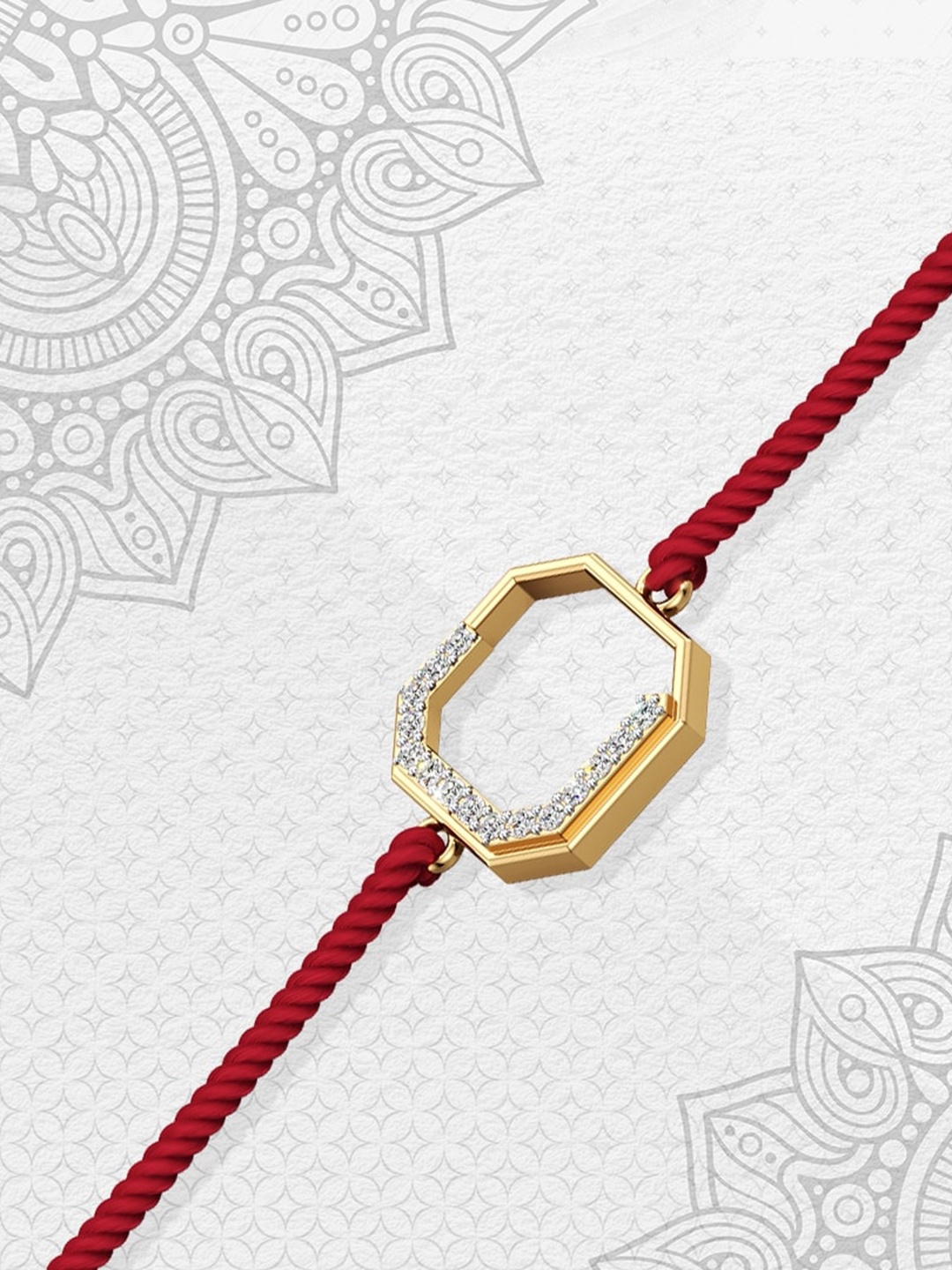 

CRAYTON Vogue Sparkle Diamond Studded Silver Rakhi, Gold