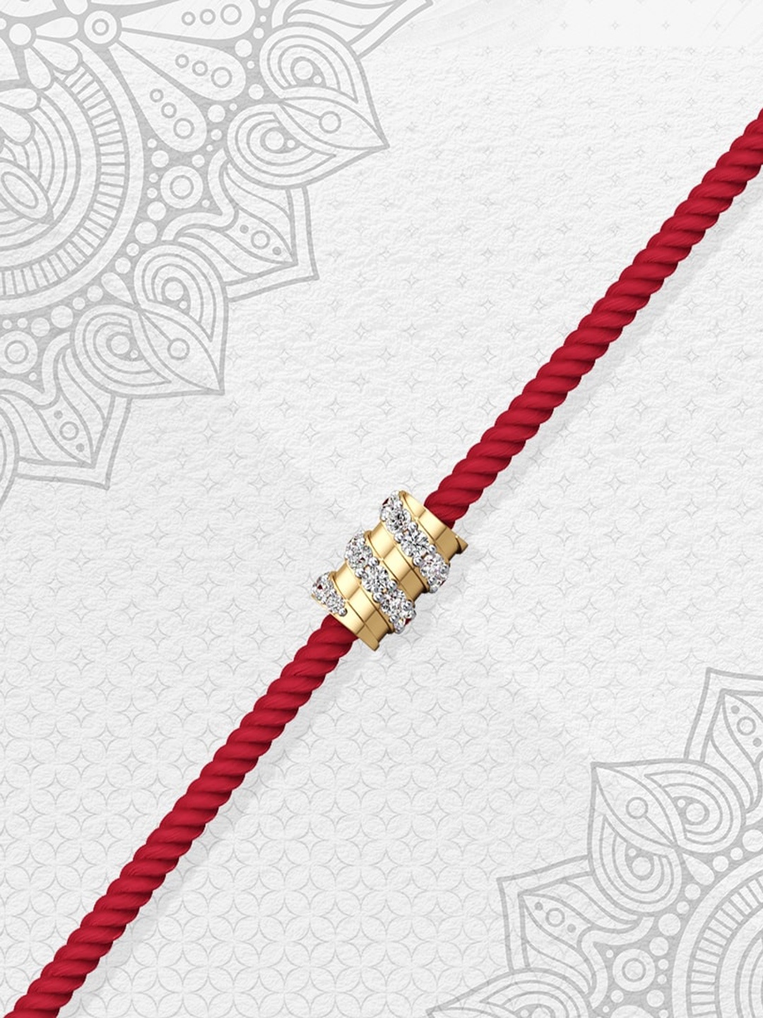 

CRAYTON Aura Diamond Studded Silver Rakhi, Gold